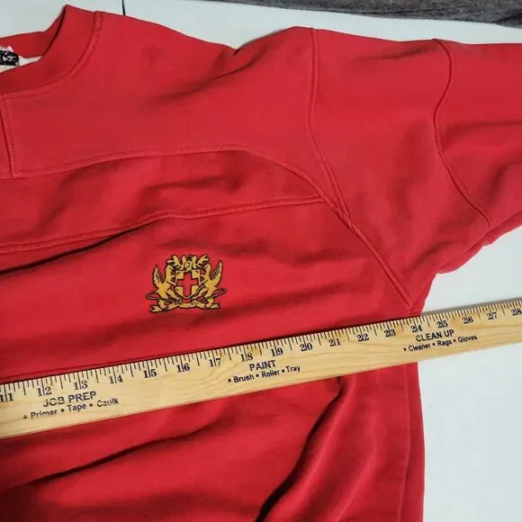 London Fog Medium sweatshirt sweater pullover red ribbed distressed vintage USA - Picture 12 of 13